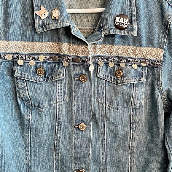 Boom Boom Jeans Denim Jacket Sz Med. 5-Button Front 2 Pockets S1151-400 - Picture 9 of 12